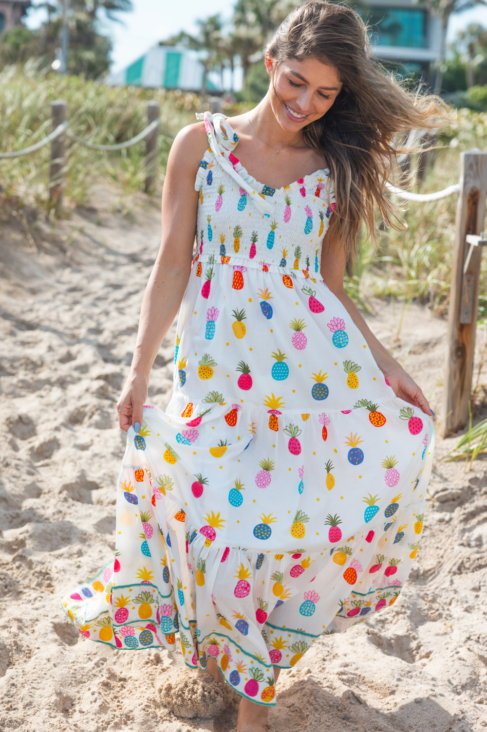 Sweet Heart Dress | Pineapples | White/Multi image 1