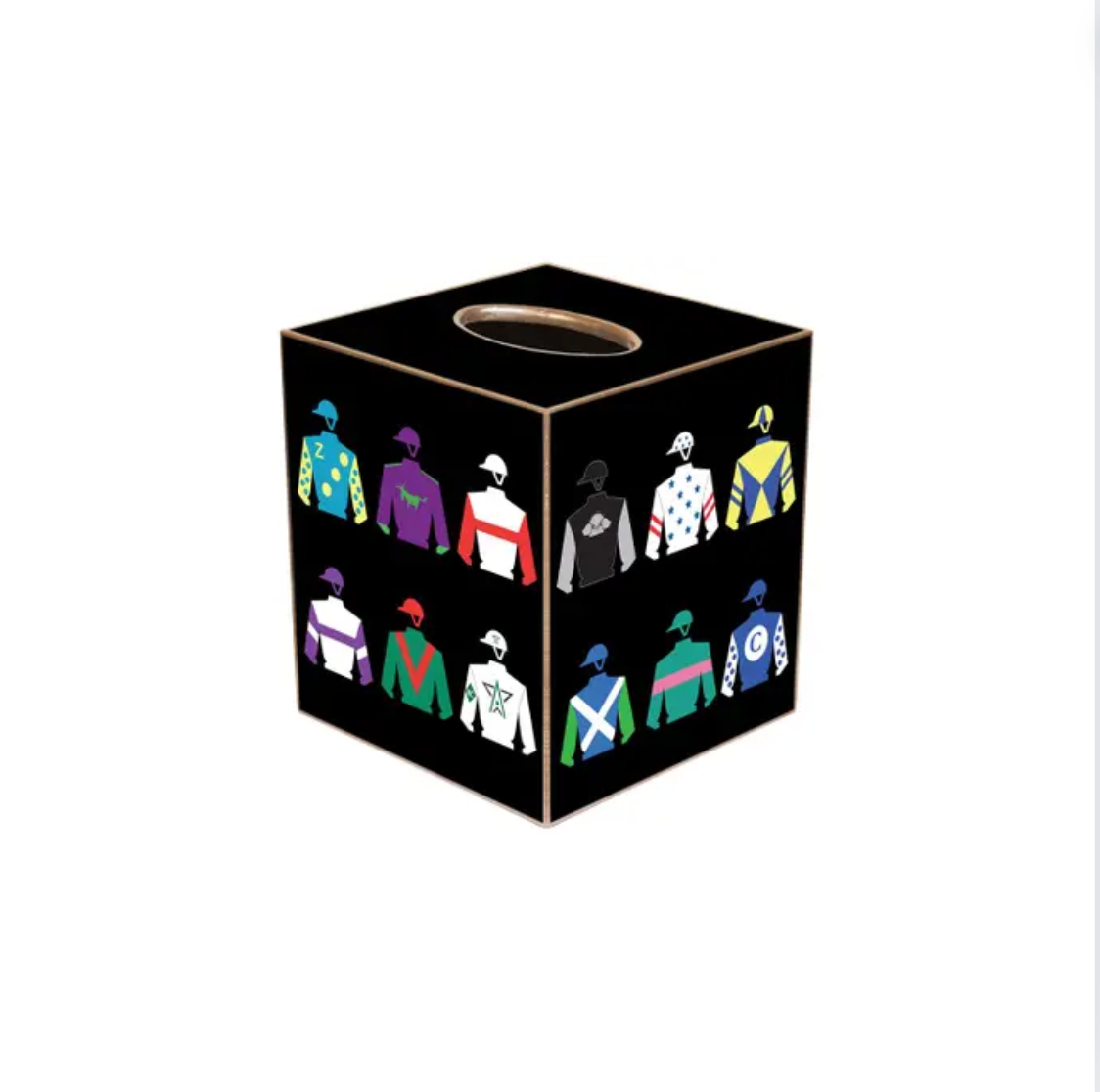 Tissue Box Holder | Kentucky Derby Silks | Black image 0