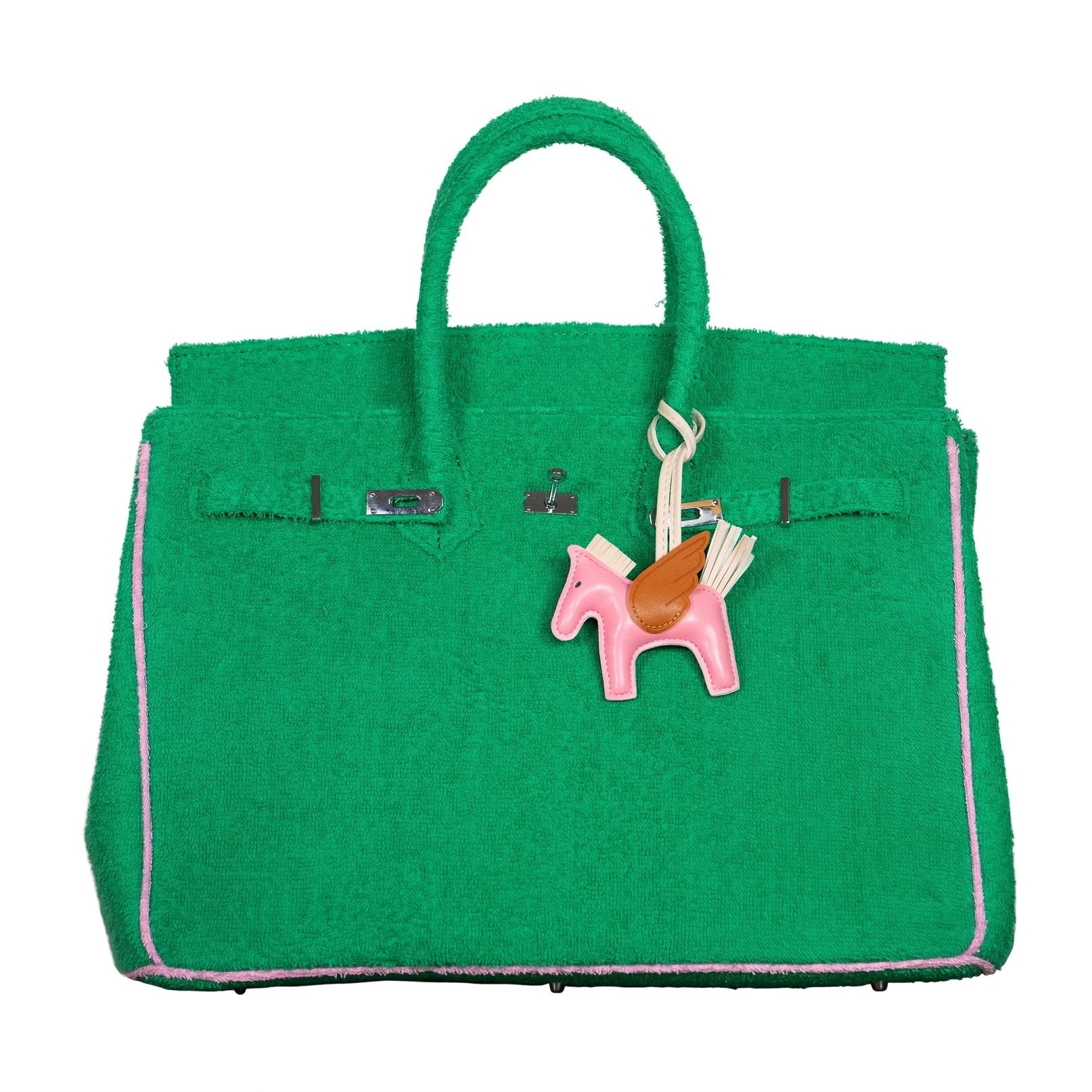 Hampton's Designer Inspired Tote Bag For Christmas | Green/Pink image 0