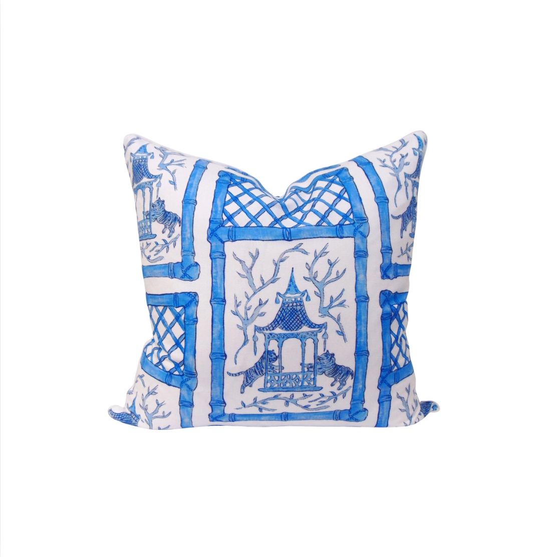 Pillow w/ Welt | Bamboo Tiger | Blue | 22"x22" image 0