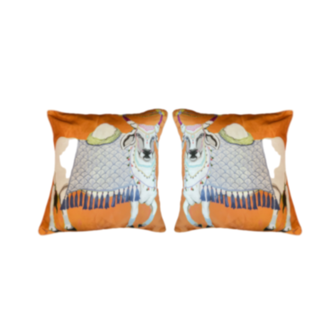 Paige Gemmel Pillow | Bull Facing Left or Right | Orange image 0