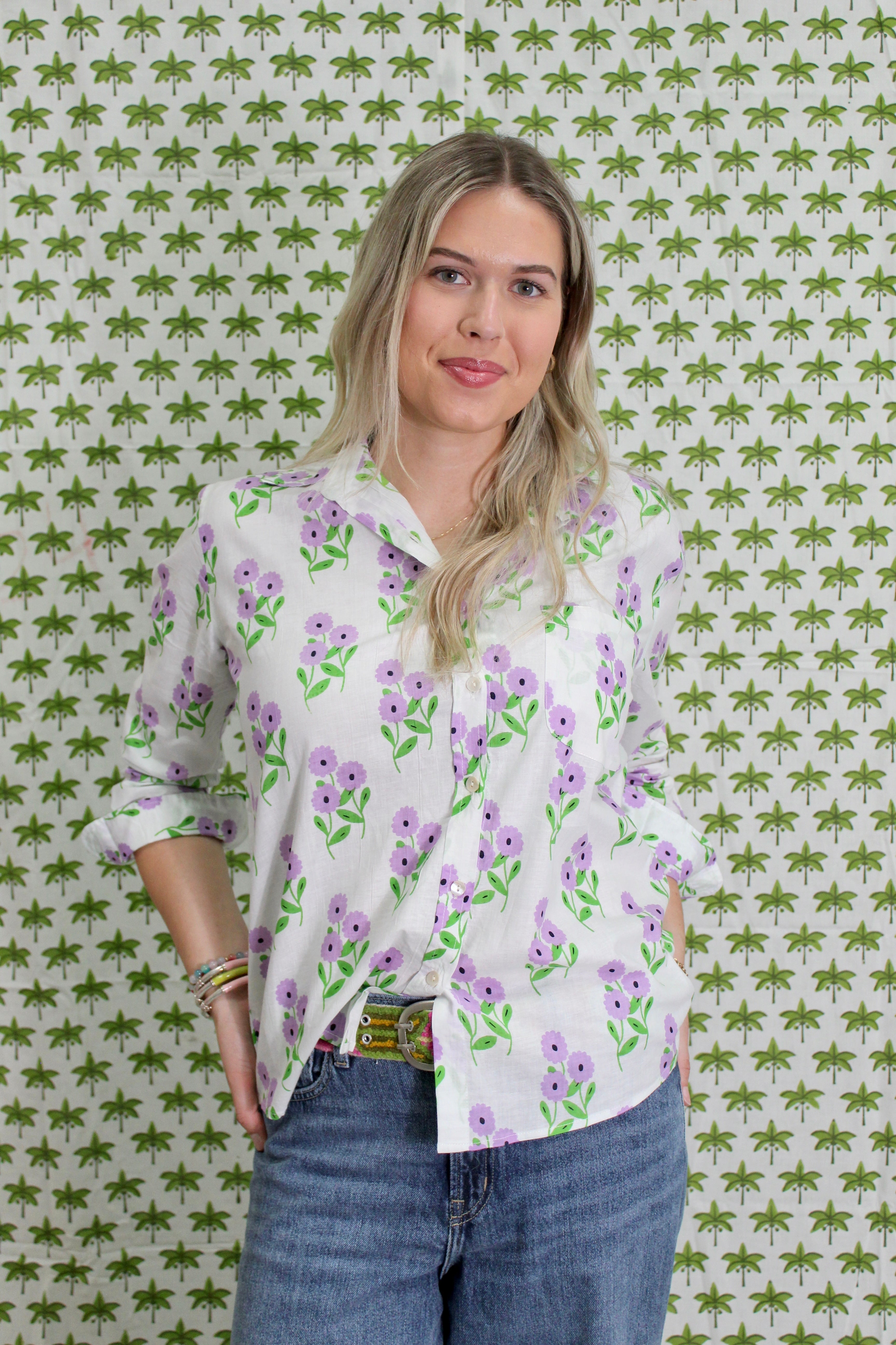 Boyfriend Shirt | Bunch of Daisies | Lavender image 2