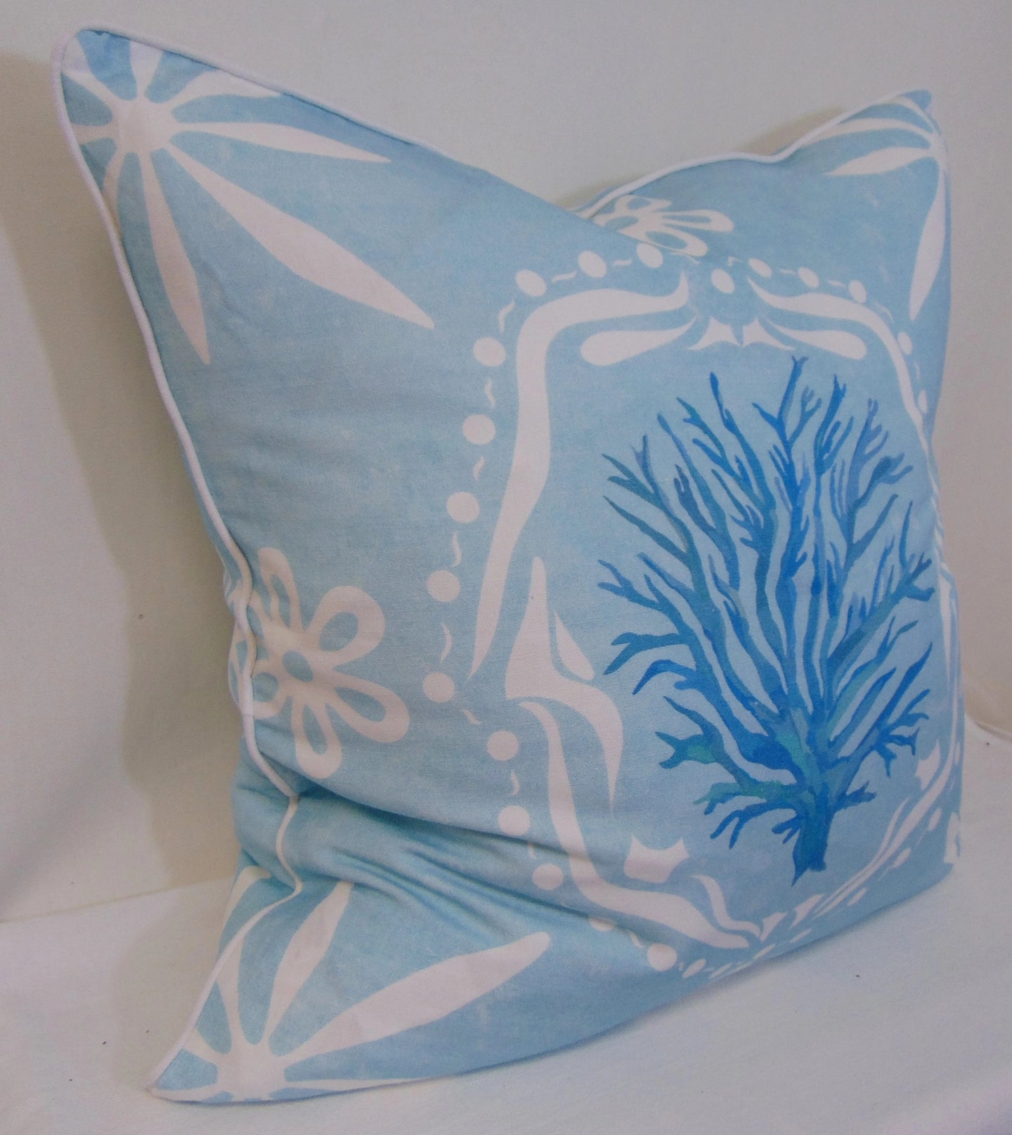 Limited Edition Medallion Sea Fan Sky Pillow Cover Welt image 1