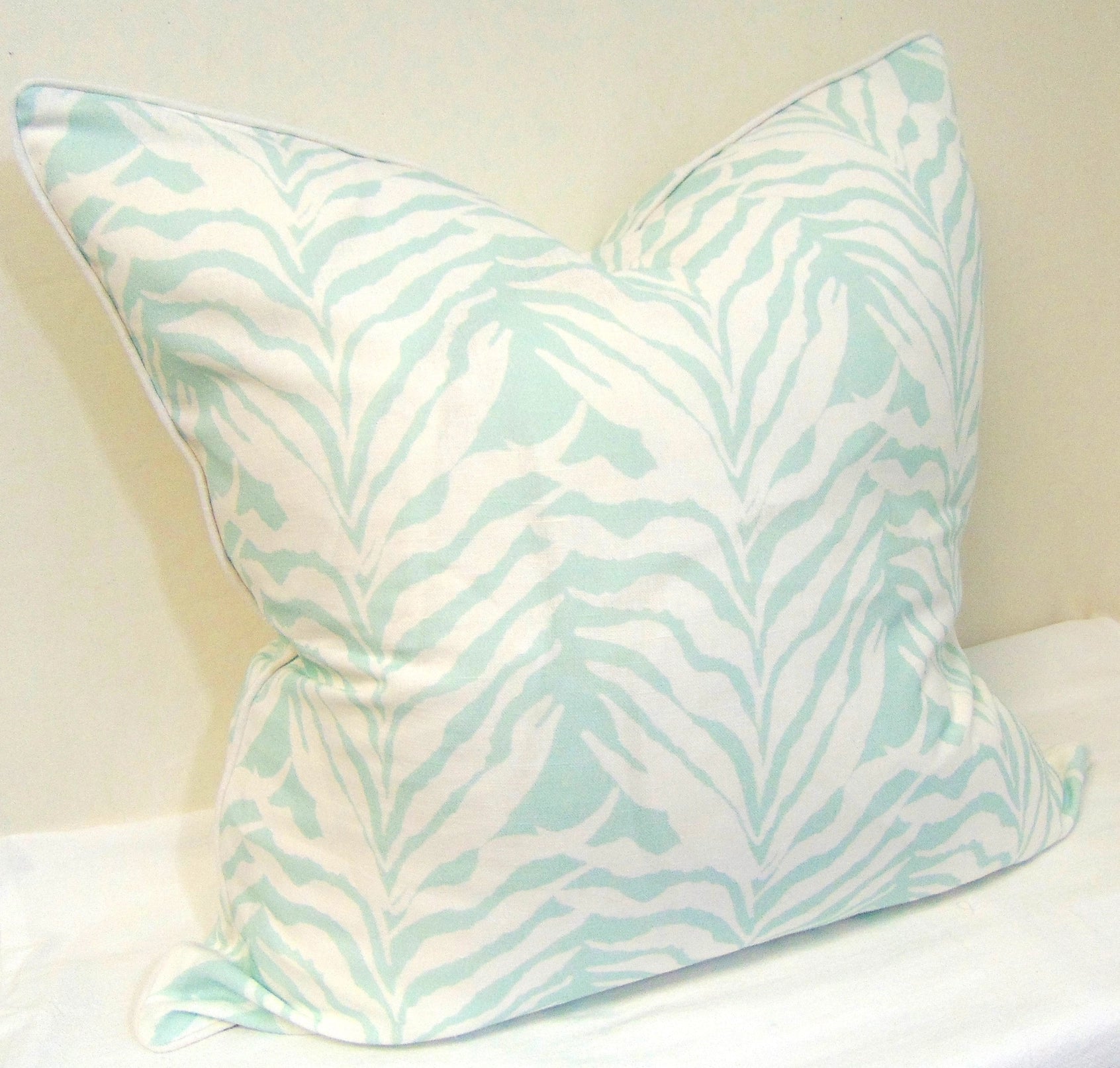 Limited Edition Seaweed Stripe Seamist Pillow Cover w/ Welt image 1