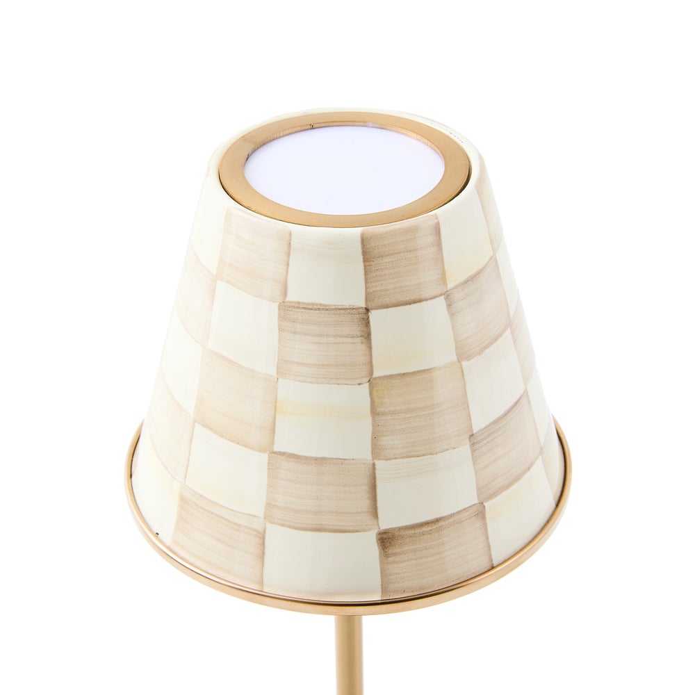 Mocha Check LED Rechargeable Cafe Table Lamp image 2