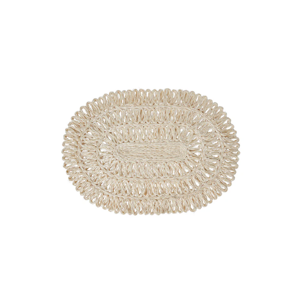 Straw Loop Oval Placemat | Whitewash image 0