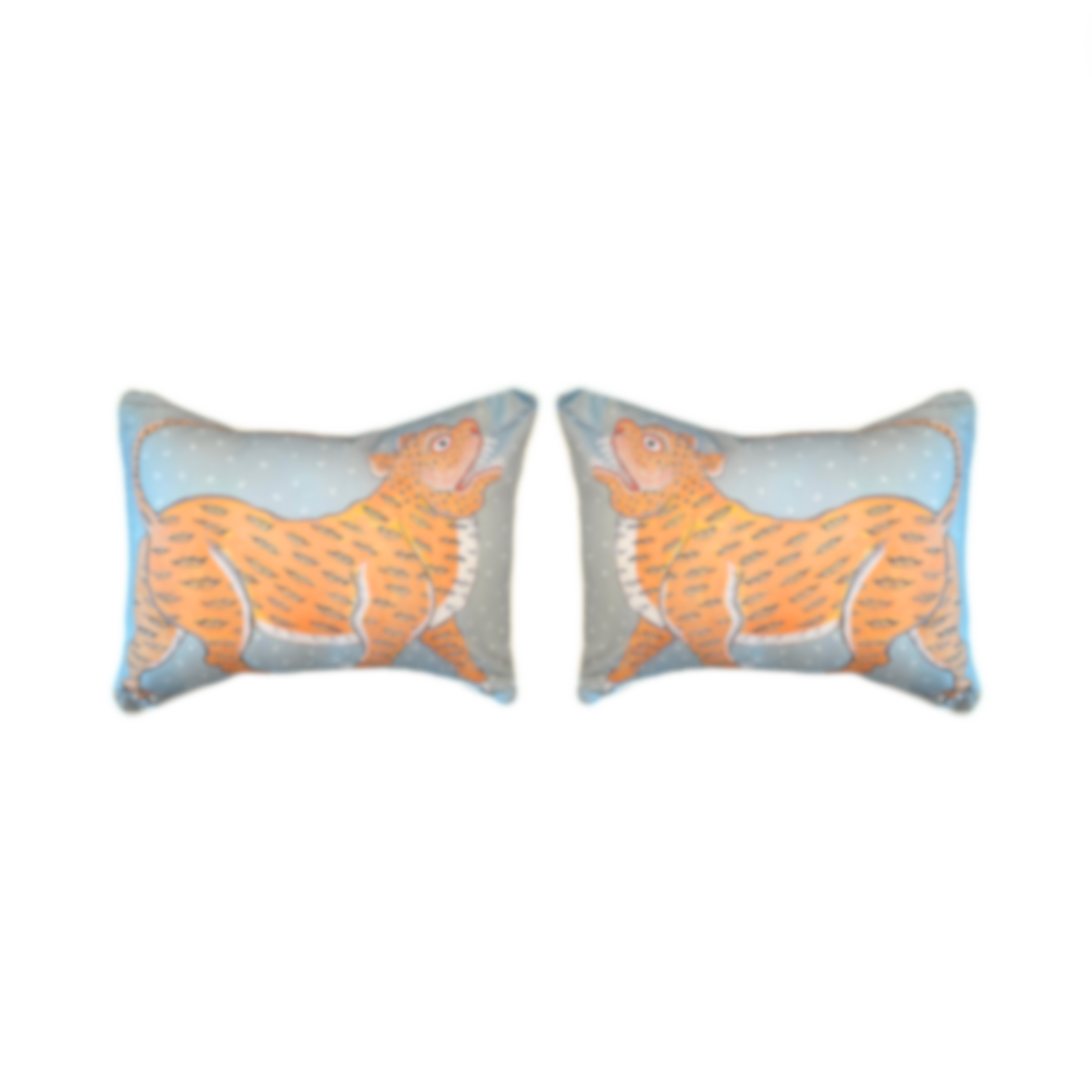 Paige Gemmel Pillow | Tiger Facing Left or Right | Slate Blue image 0
