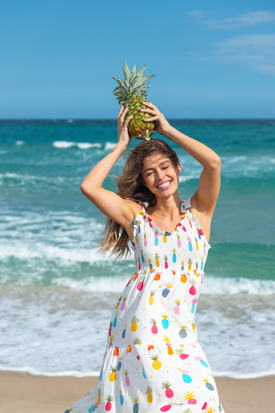 Sweet Heart Dress | Pineapples | White/Multi image 0