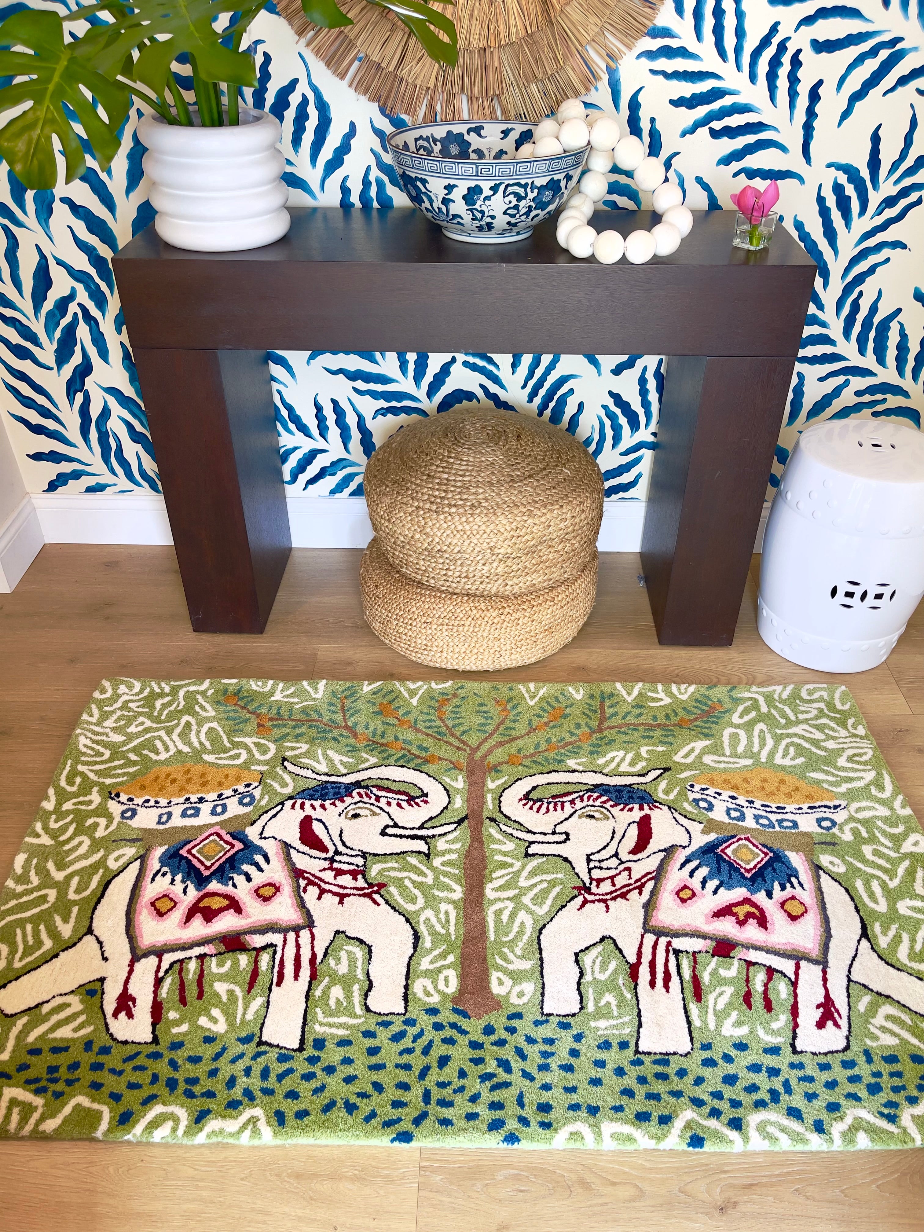 Paige Gemmel Rug | Twin Elephants | Green image 1