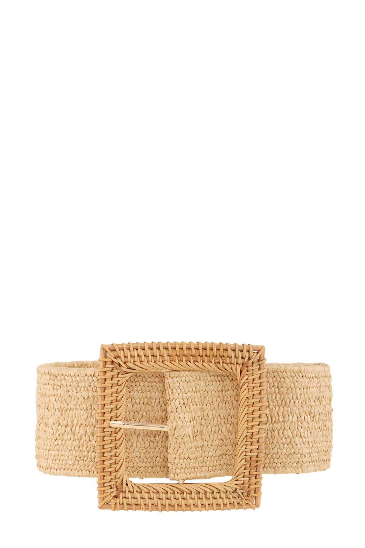 STRAW WRAPPED BIG RECTANGLE ELASTIC BELT DB1215