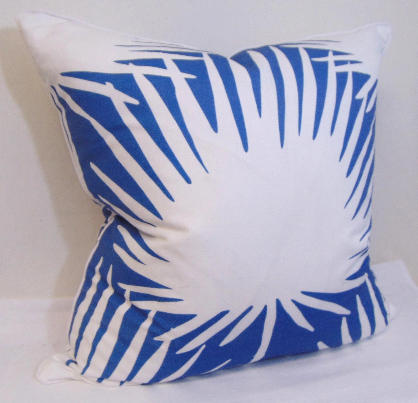 Limited Edition Denim Reverse Frond Pillow Cover with Welt image 1