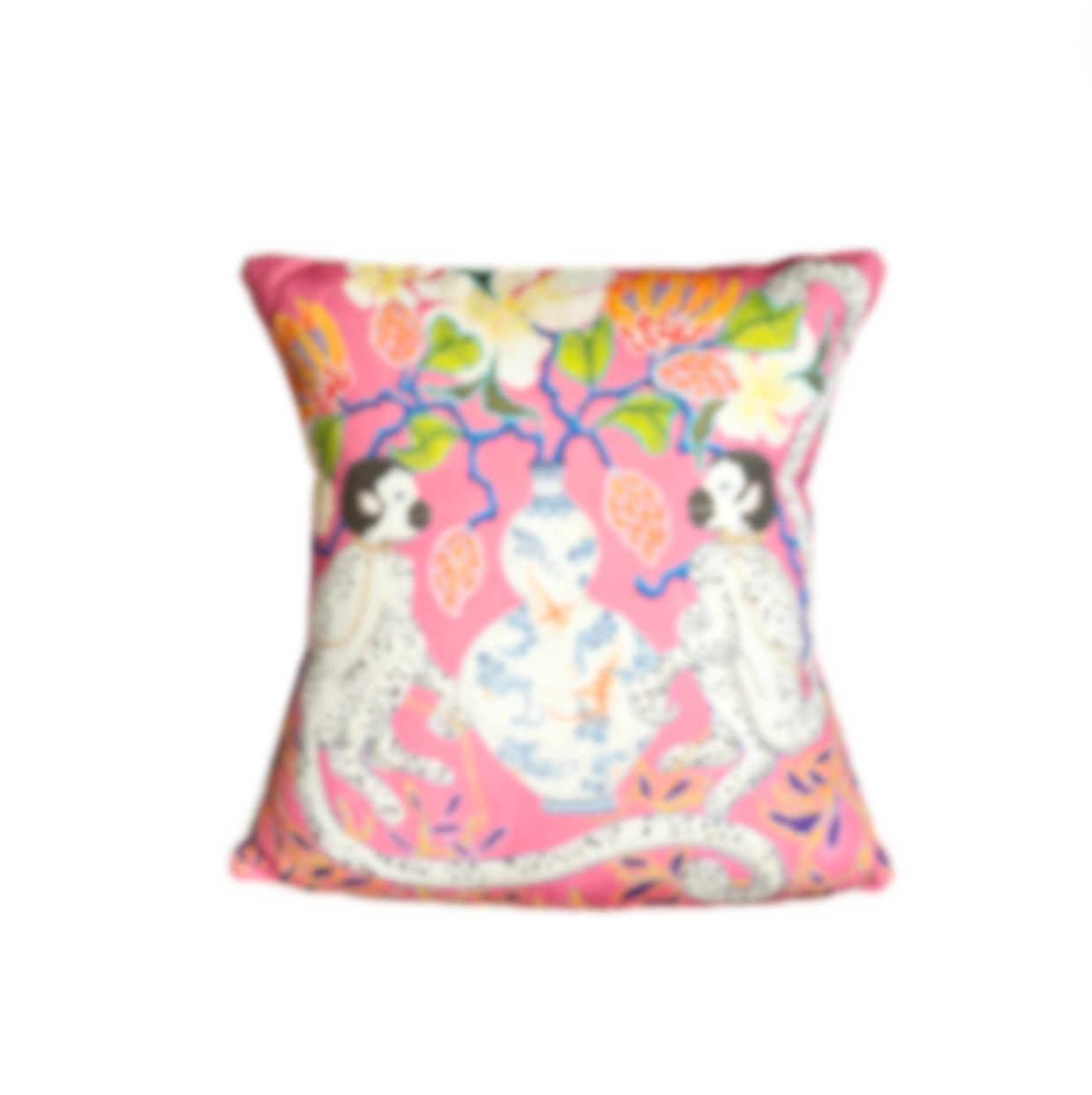 Paige Gemmel Pillow | Twin Monkeys Floral Vase | Pink/Multi image 0