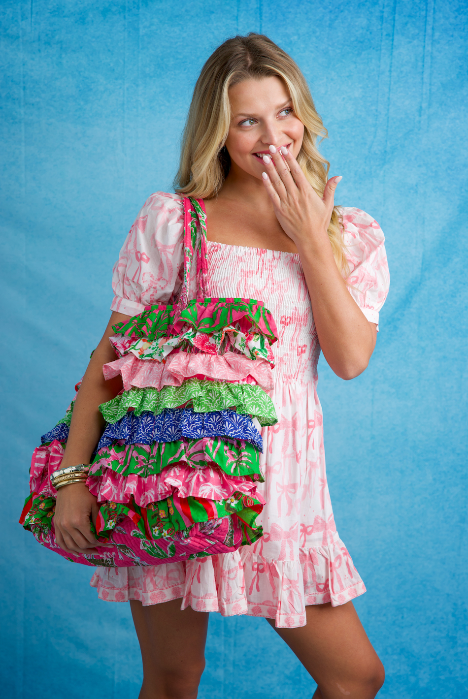 Poppy Short Dress | Bows | Pink image 2