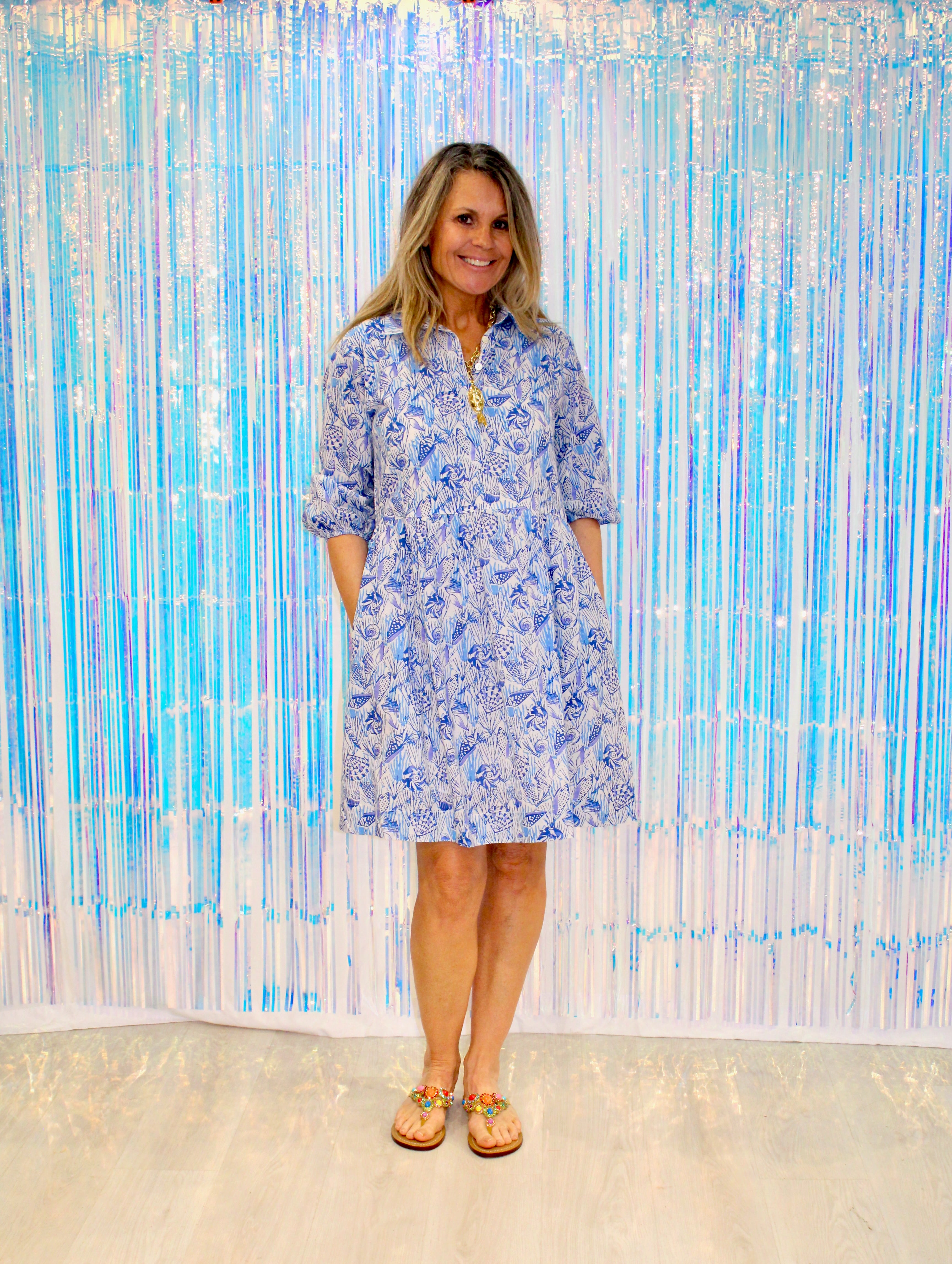Frannie Short Dress | Blue Seashell image 0