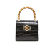 Genuine Italian Leather Bamboo Handle Bag