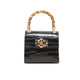 Genuine Italian Leather Bamboo Handle Bag