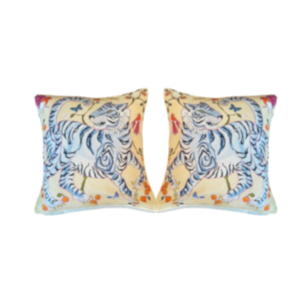 Paige Gemmel Pillow | Tiger Facing Left or Right | Blue image 0