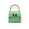 Genuine Italian Leather Bamboo Handle Bag