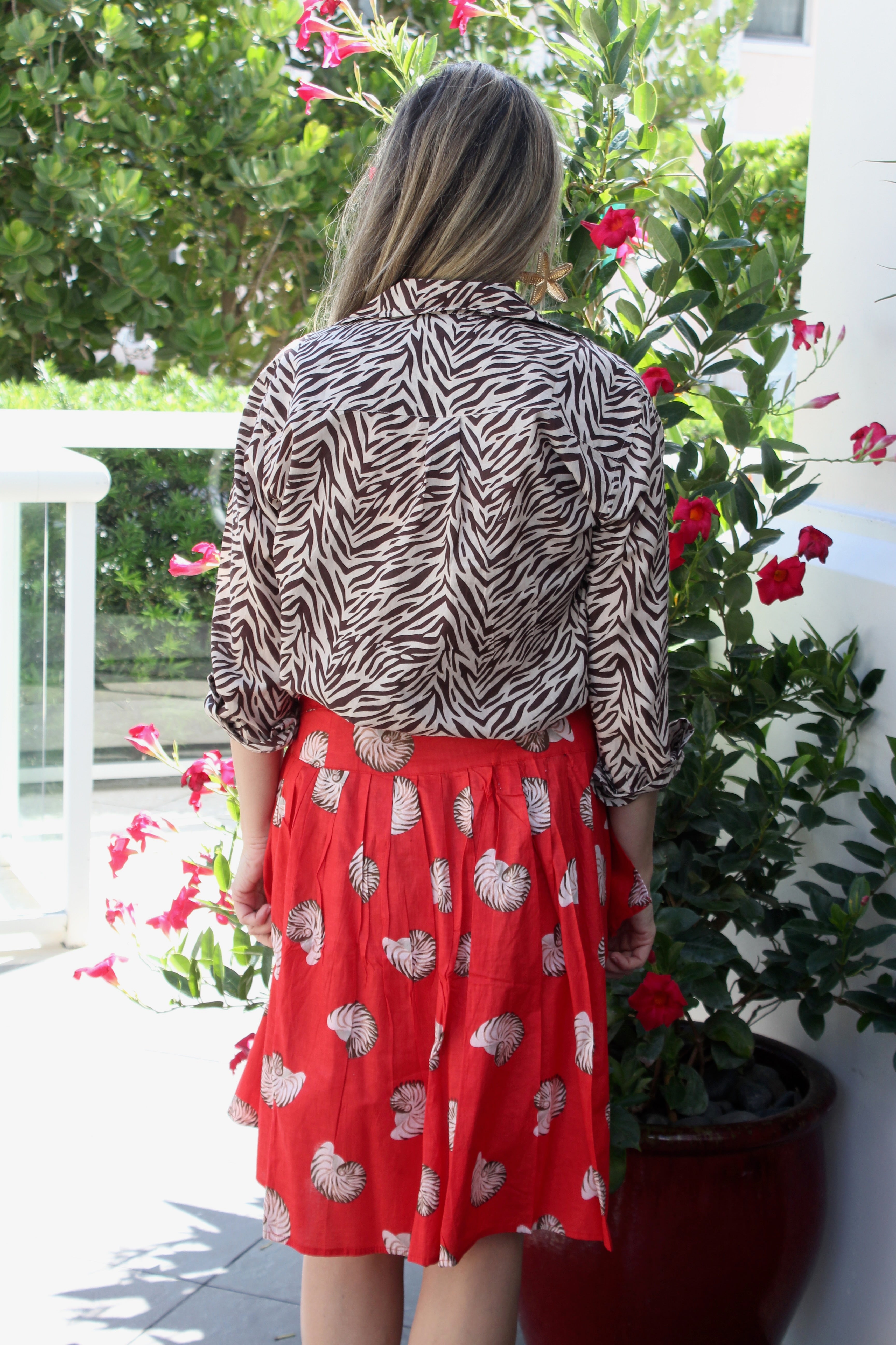Wrap Skirt Short | Sea Shells | Red image 1