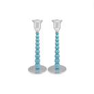 Pearled Aqua Medium Candlestick Set image 0