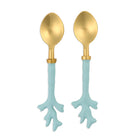 Set of 2 Seafoam Coral Spoons on Gift Card (hand wash only) - Stainless Steel/Al image 1