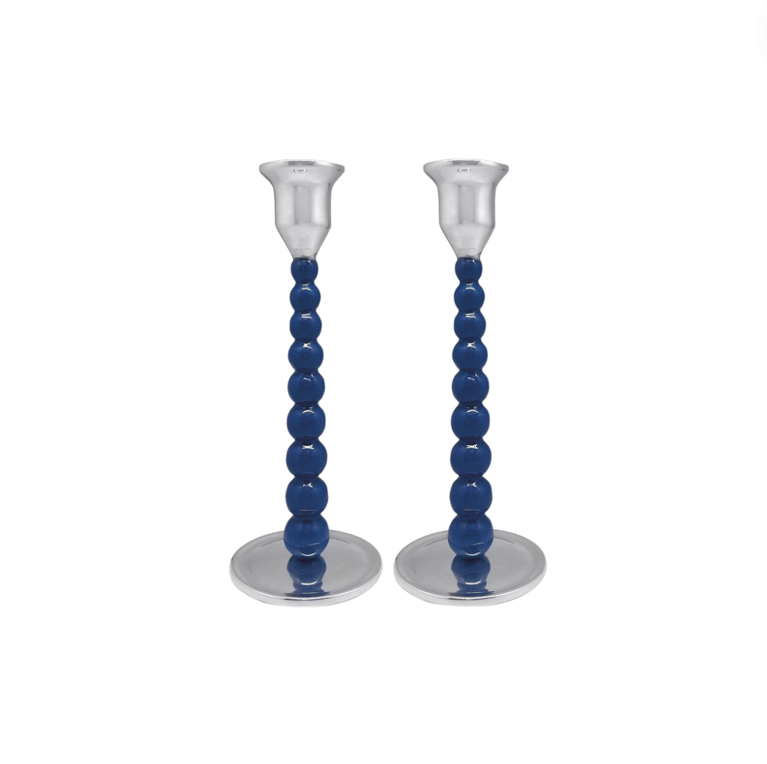 Pearled Blue Medium Candlestick Set image 0