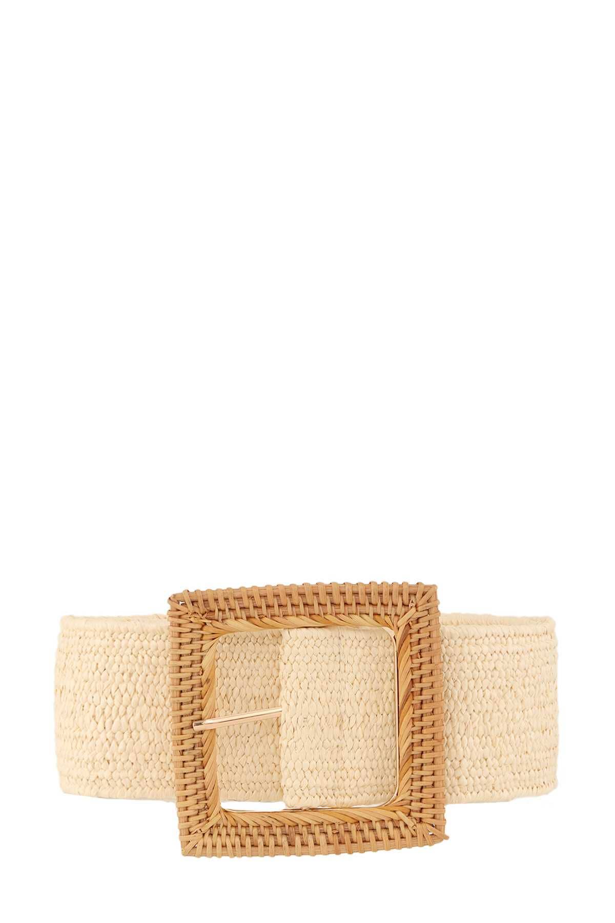 STRAW WRAPPED BIG RECTANGLE ELASTIC BELT DB1215
