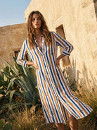 Striped Pineapple Shirt Dress image 1