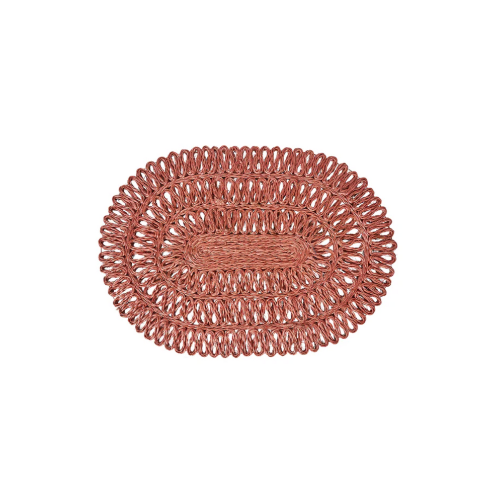 Straw Loop Oval Placemat | Coral image 0