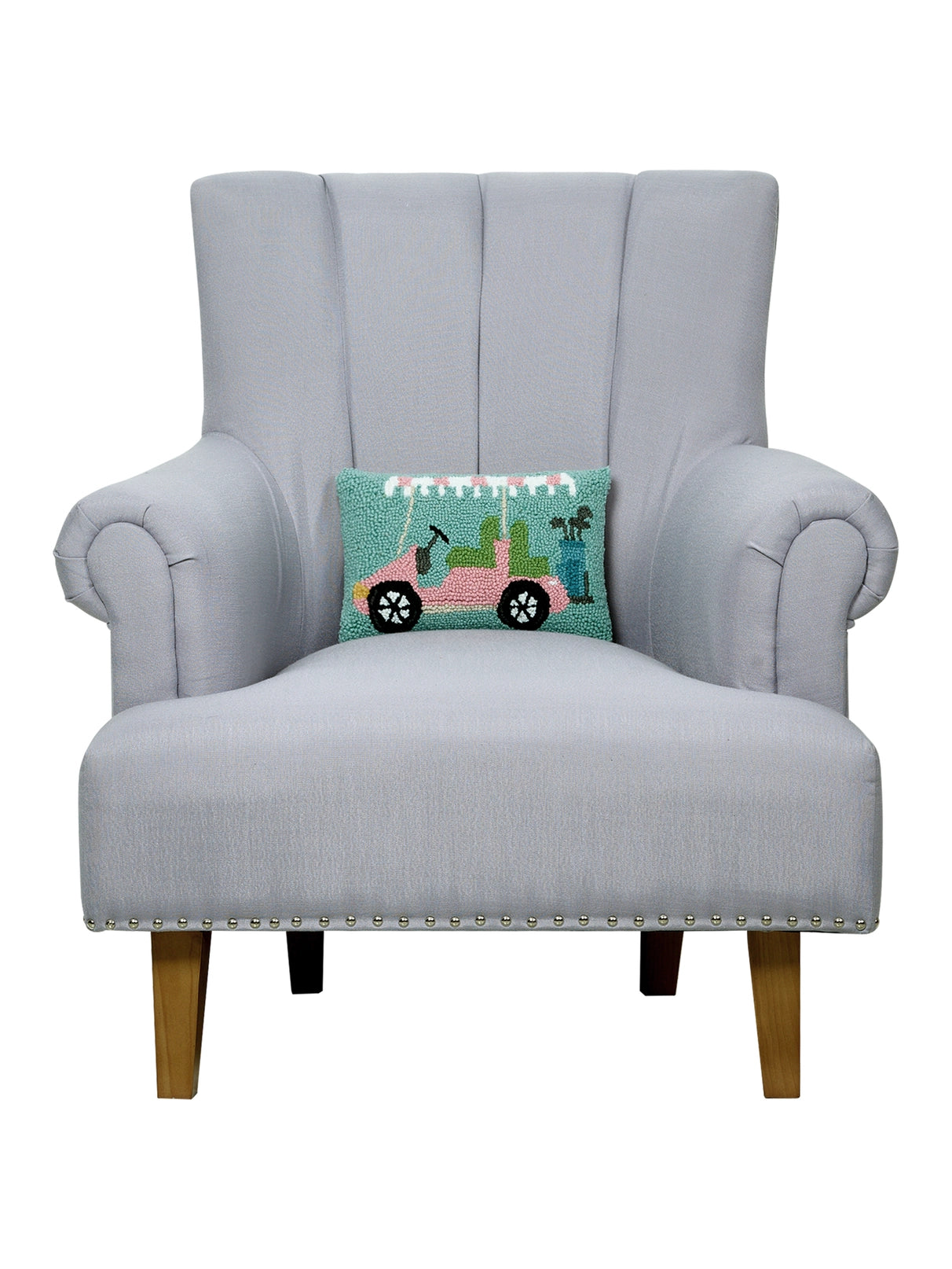 Pink Golf Cart Hook Pillow image 1