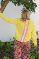 Racer Stripe Delray Sweater | Yellow/Pink image 1
