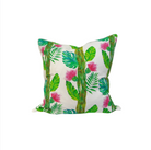 Pillow w/ Welt | Tropical Bamboo | Pink/Green | 22"x22" image 0