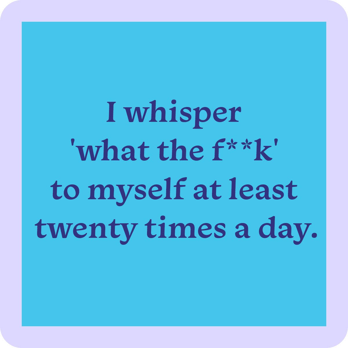 Blue square with purple text on a light blue background