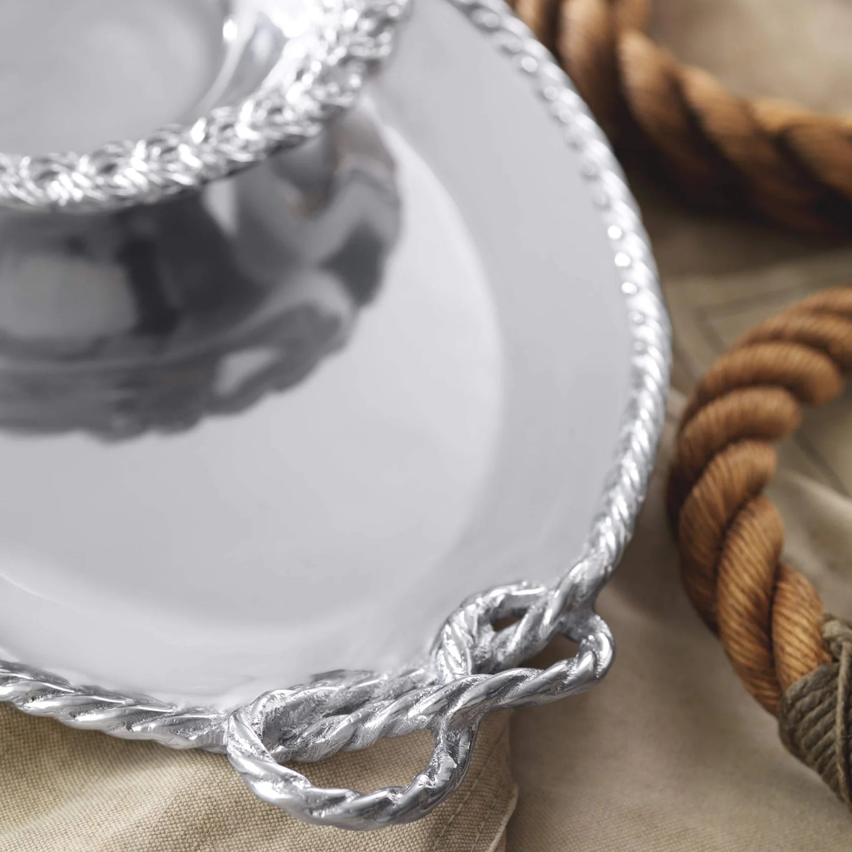 Rope Knot Handled Oval Serving Tray image 2