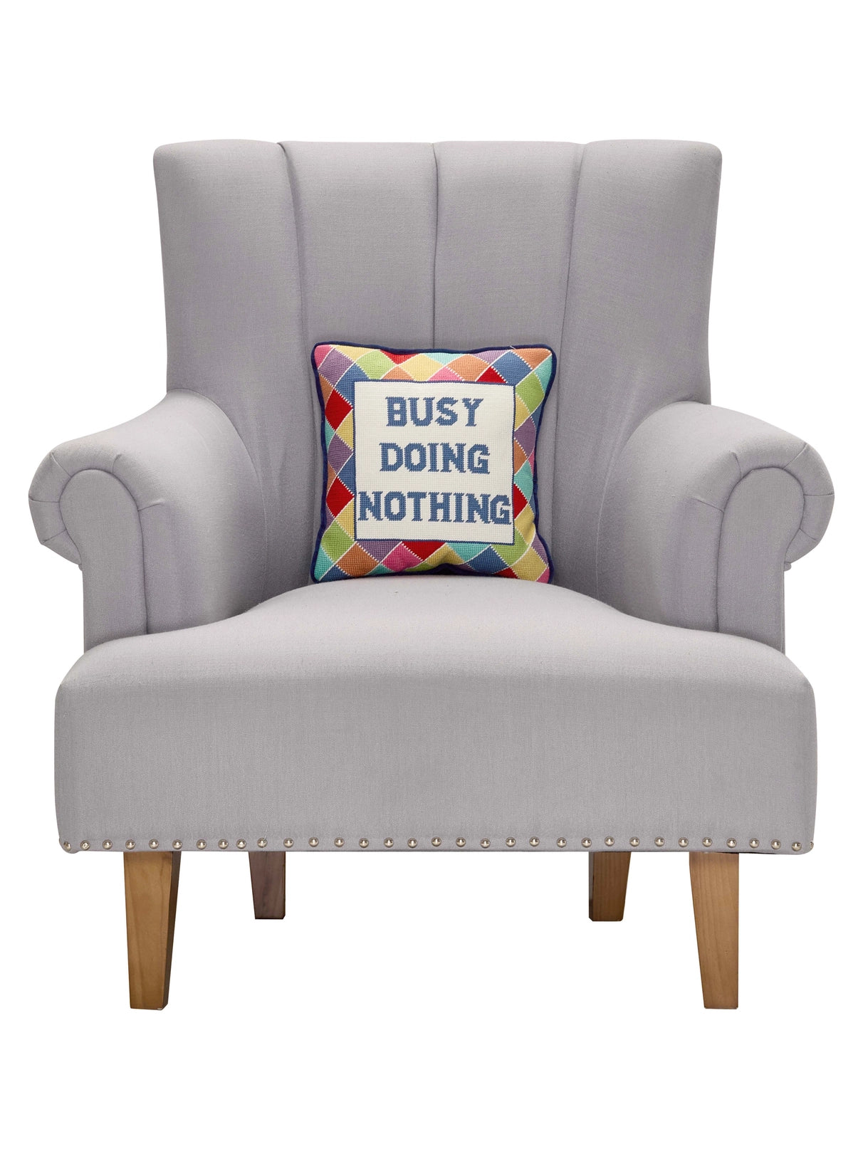 Busy Doing Nothing Embroidered Pillow image 1