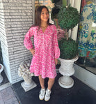 Gogo Dress | Little Palms | Pink image 1