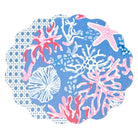 VIDA Sealife and Rattan Reversible Round Placemats Set of 4 (Blue & Pink) image 0