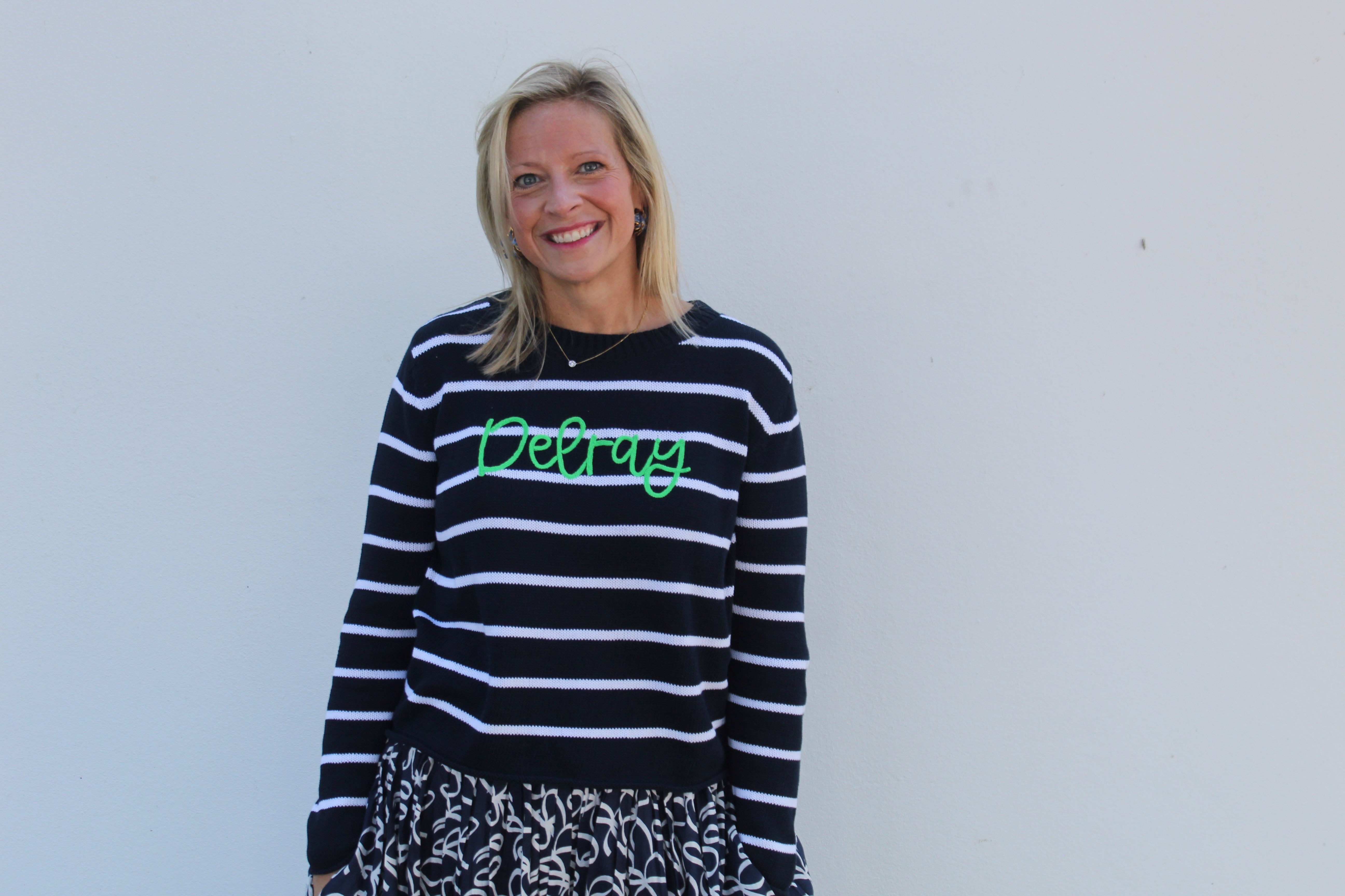 Rugby Stripe Delray Sweater | Navy/Green image 1