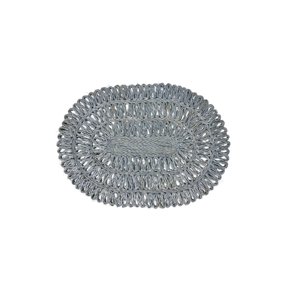 Straw Loop Oval Placemat | Chambray image 0