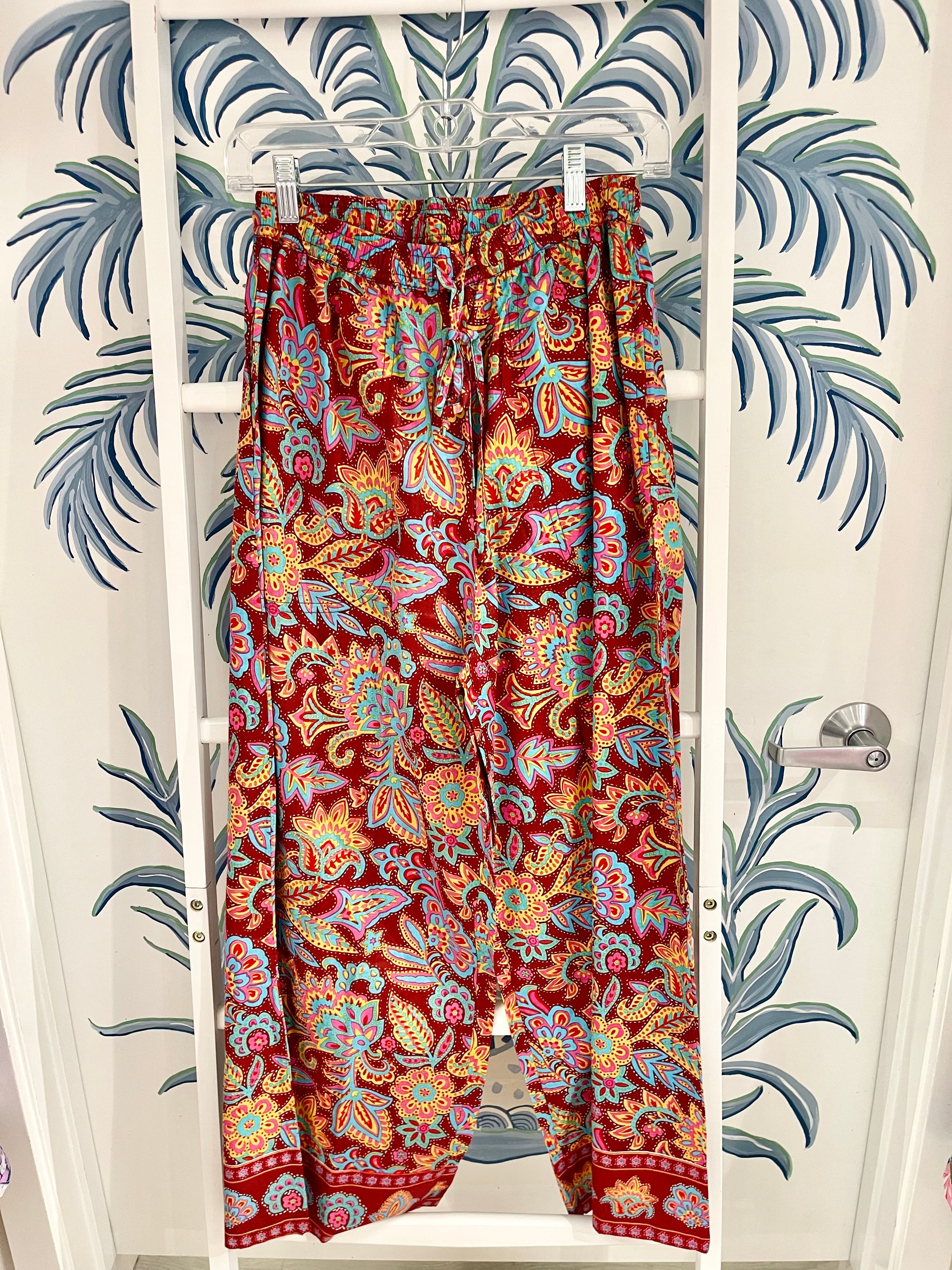 Delray Pant | Floral | Maroon image 0