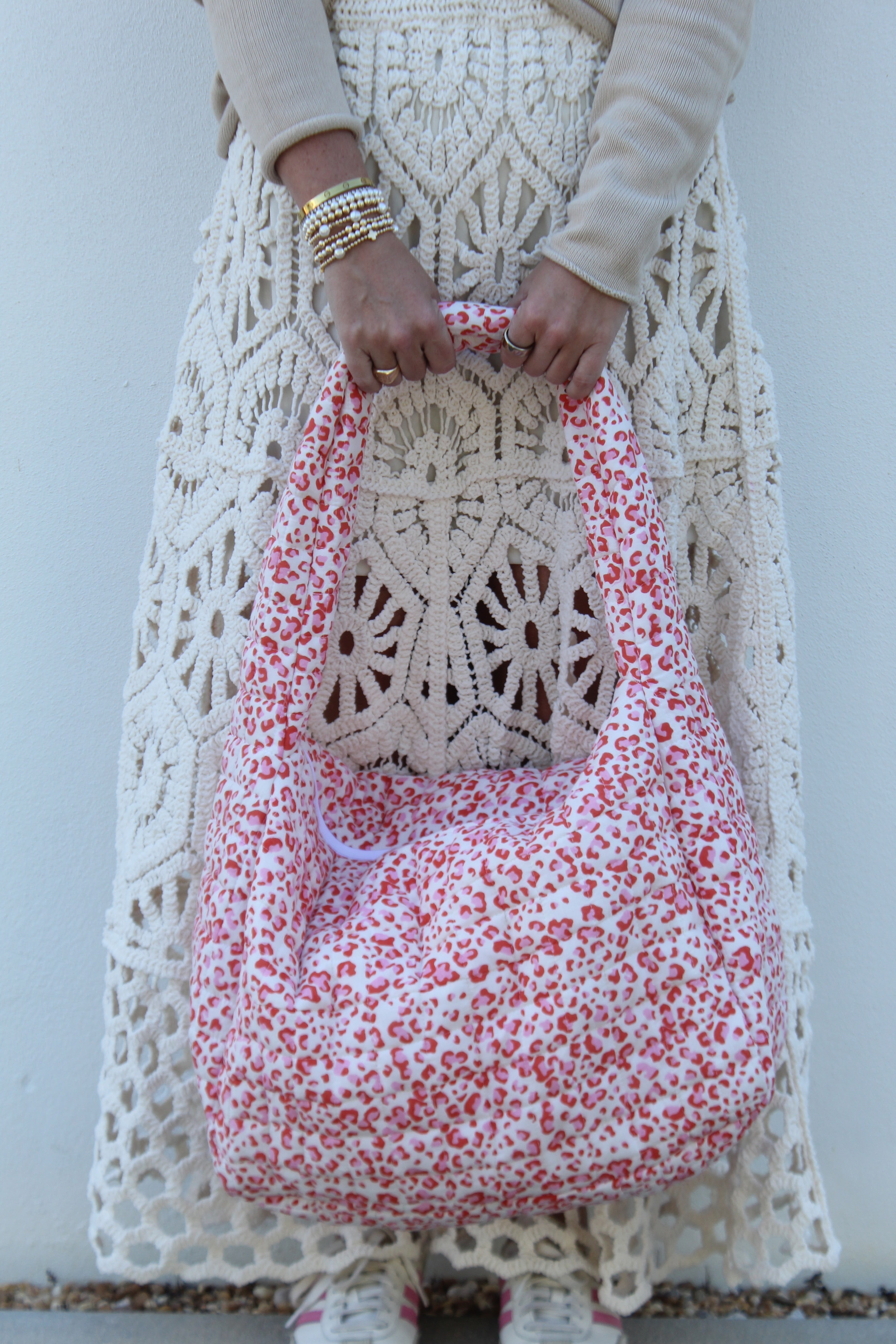 Puffer Tote Bag | Leopard Print | Pink image 0