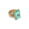 Rectangular Glass Cocktail Cut Stretched Adjustable Ring