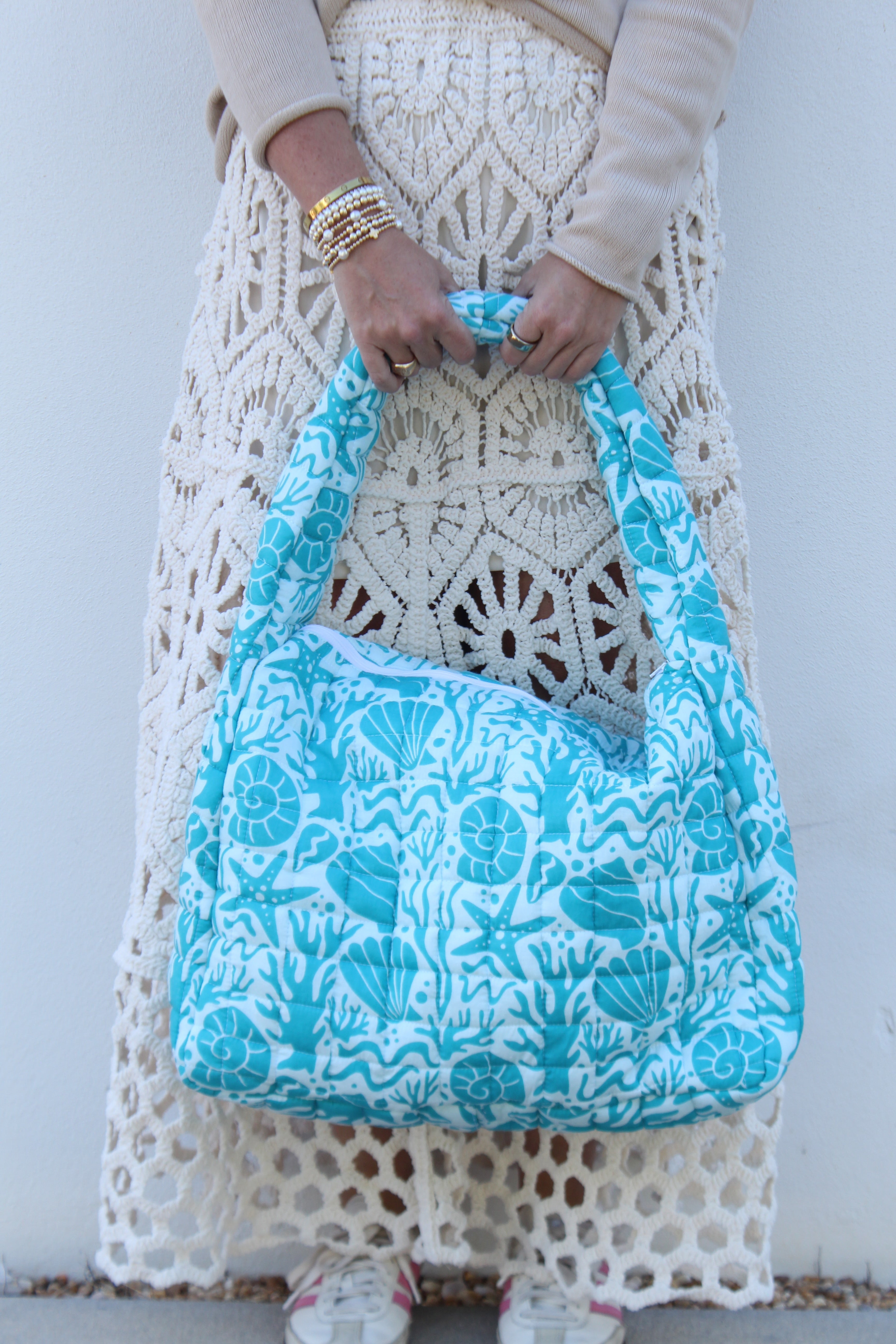 Puffer Tote Bag | Sea Life | Aqua image 0