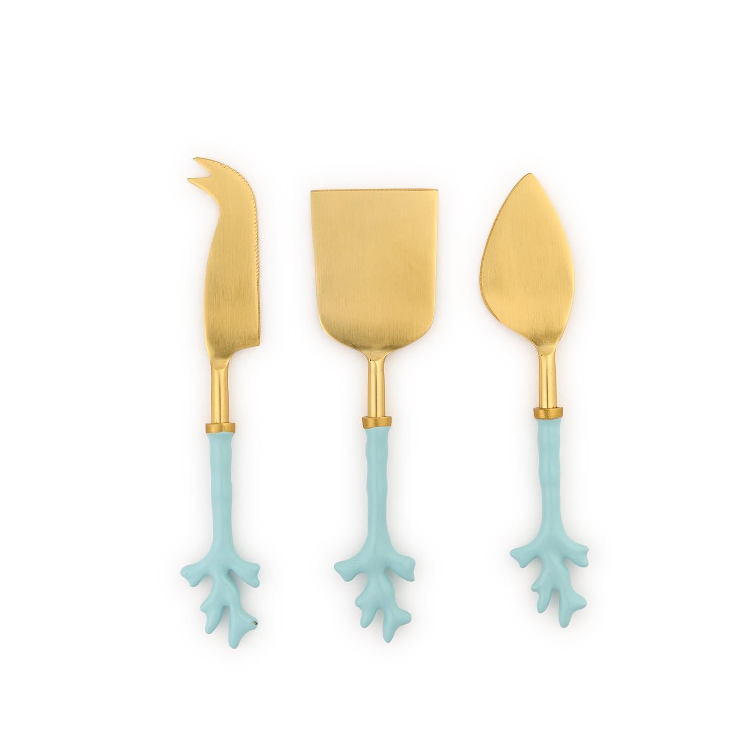 Set of 3 Seafoam Coral Cheese Knives in Gift Box (hand wash only) - Stainless St image 1