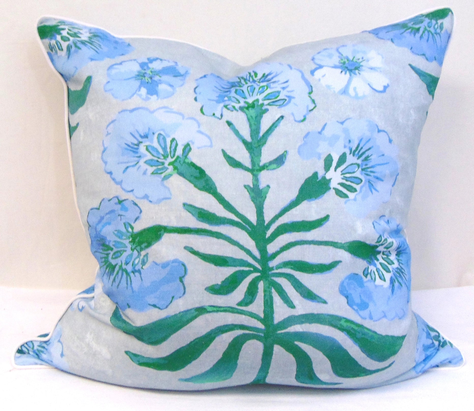 Limited Edition Poppy Love Grey/Blues Pillow Cover Welt image 0