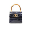 Genuine Italian Leather Bamboo Handle Bag