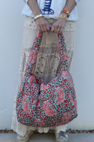 Puffer Tote Bag | Spotted Leopard | Red/Aqua image 0
