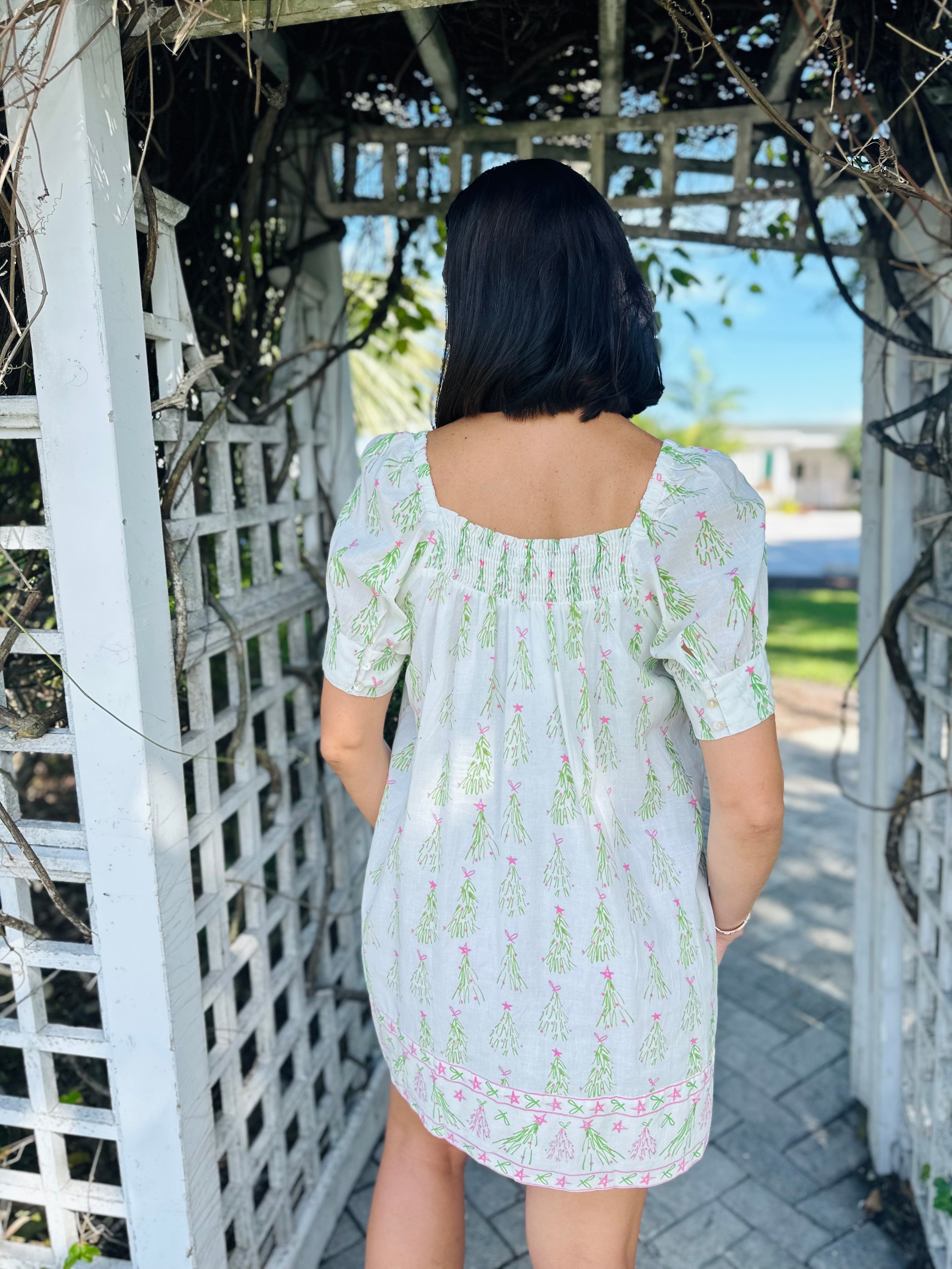 Square Neck Dress | Christmas Tree | Green image 1