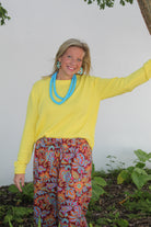 Racer Stripe Delray Sweater | Yellow/Pink image 0