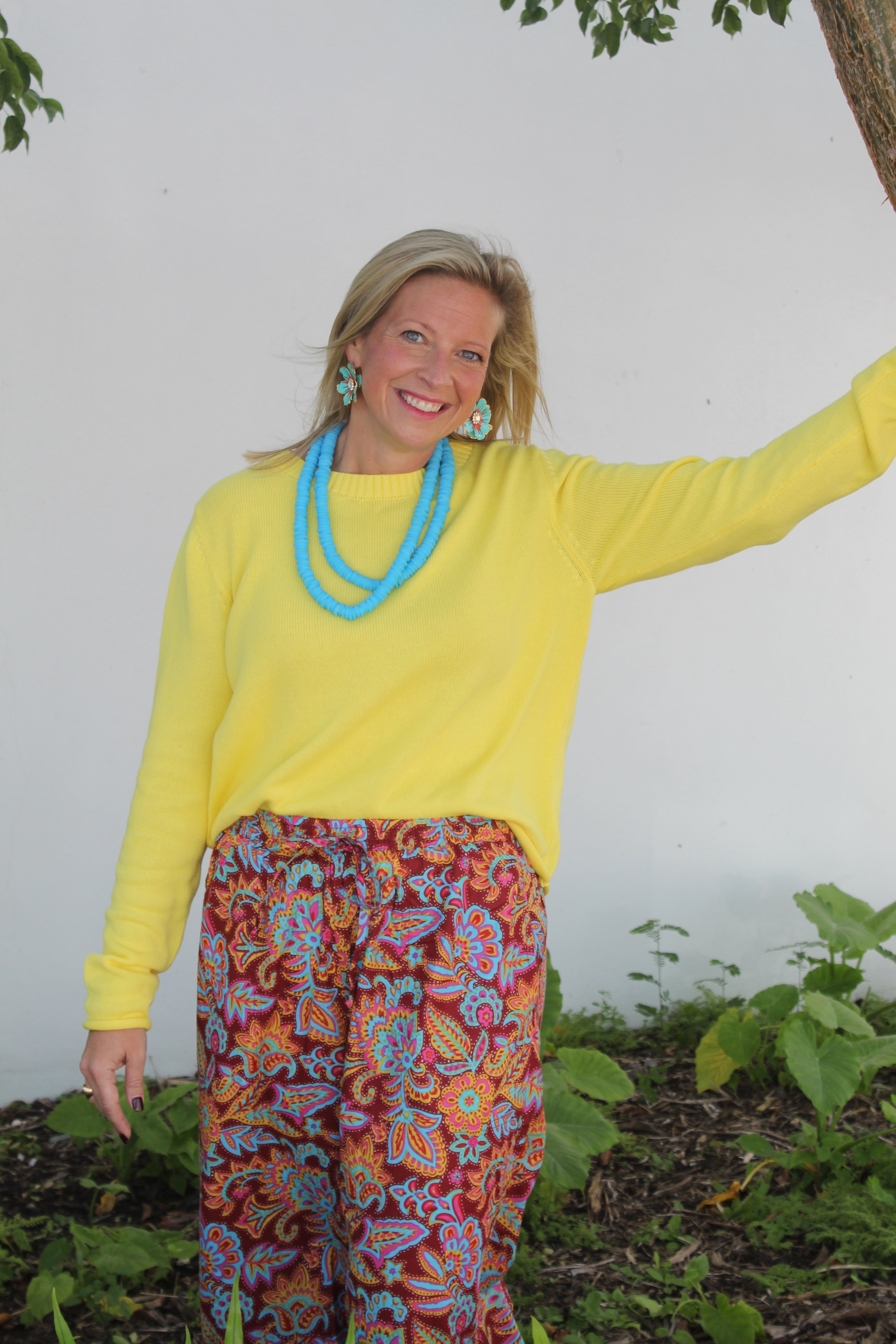 Racer Stripe Delray Sweater | Yellow/Pink image 0